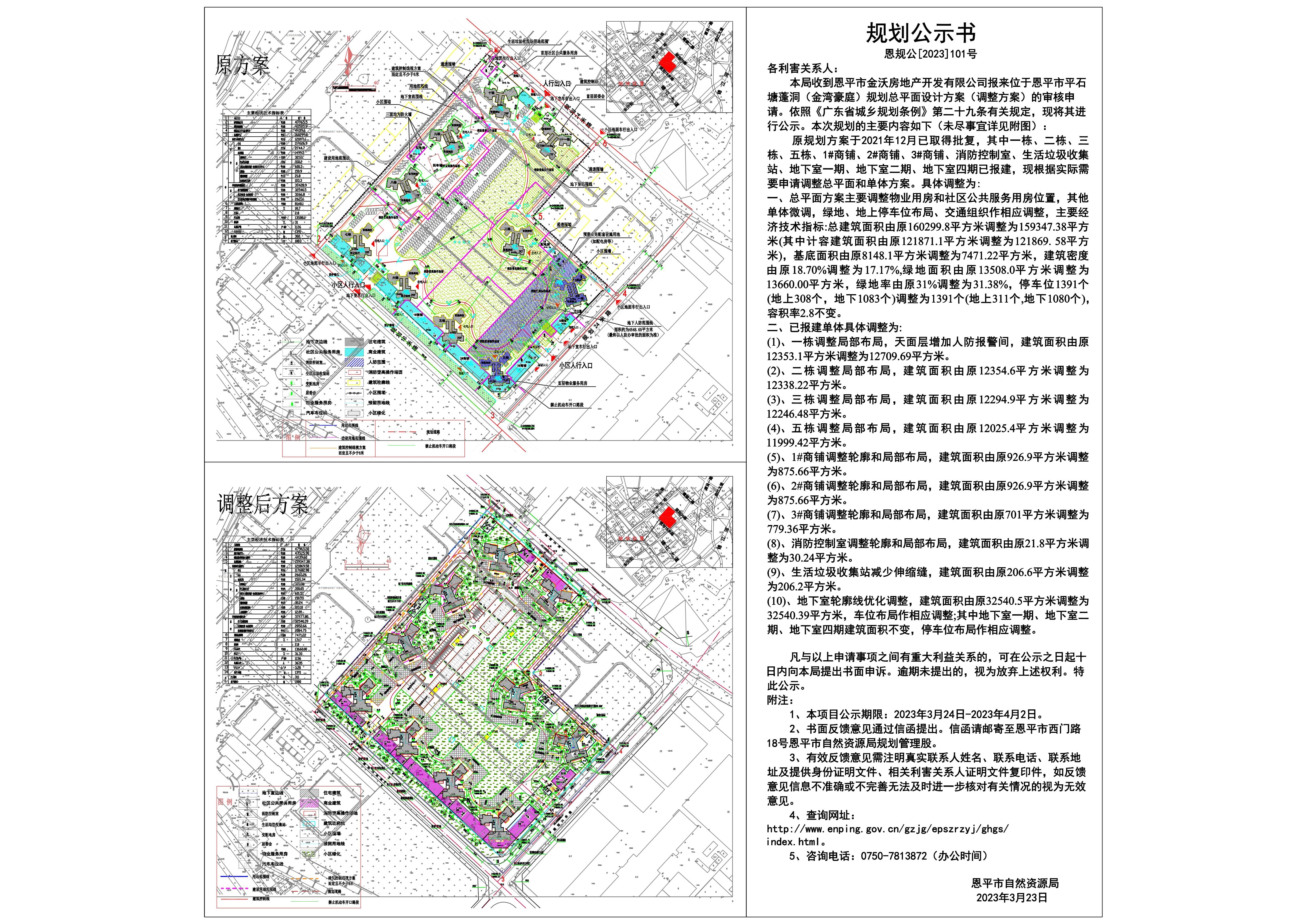 恩規(guī)公【2023】101號(hào).關(guān)于恩平市平石塘蓬洞（金灣豪庭）規(guī)劃總平面設(shè)計(jì)方案（調(diào)整方案）的公示_00.jpg