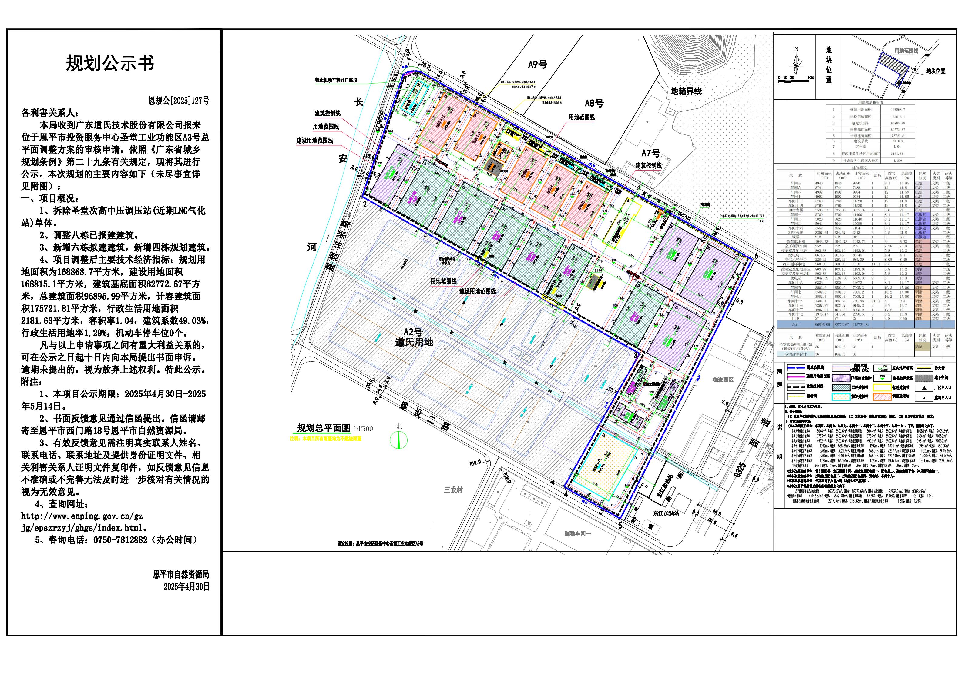 恩規(guī)公[2025]127號(hào) 規(guī)劃公示書(shū) 關(guān)于恩平市投資服務(wù)中心圣堂工業(yè)功能區(qū)A3號(hào)（廣東道氏技術(shù)股份有限公司）的公示.jpg