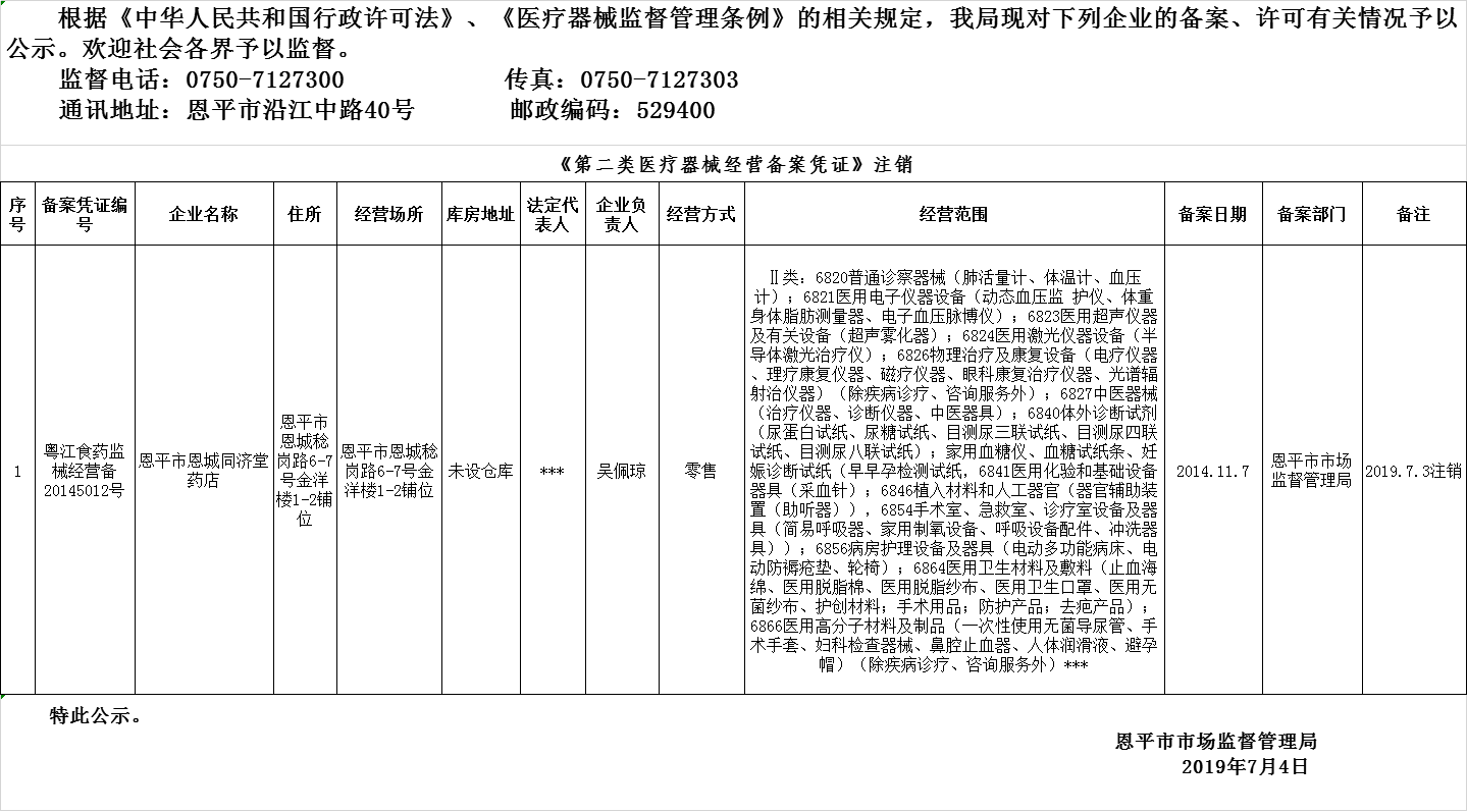 恩平市2019年第十期醫(yī)療器械經(jīng)營(yíng)企業(yè)備案、許可注銷公示--二類備案.png